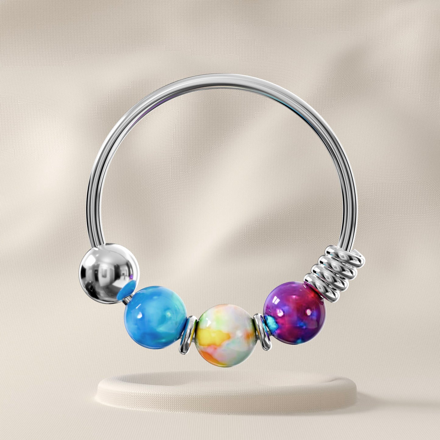 Wisteria - Sterling Silver Opal Beaded Nose Ring