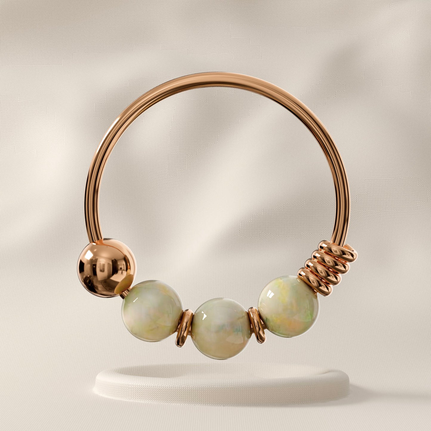 Gardenia - Sterling Silver Beaded Nose Ring