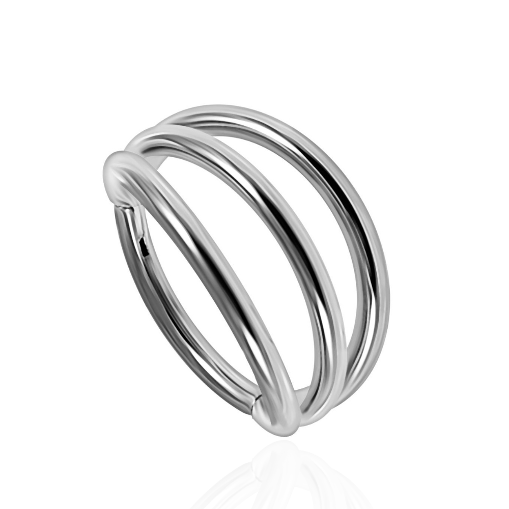 G23 Grade Titanium Triple Stack Hinged Segment Clicker Ring - Monster Piercing