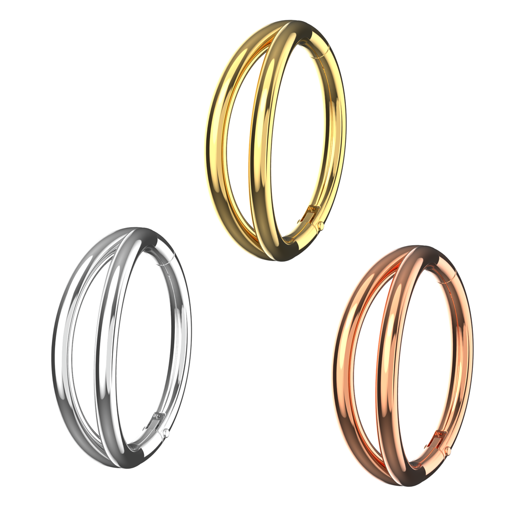 925 Sterling Silver Double Row Segment Clicker Ring - Monster Piercing
