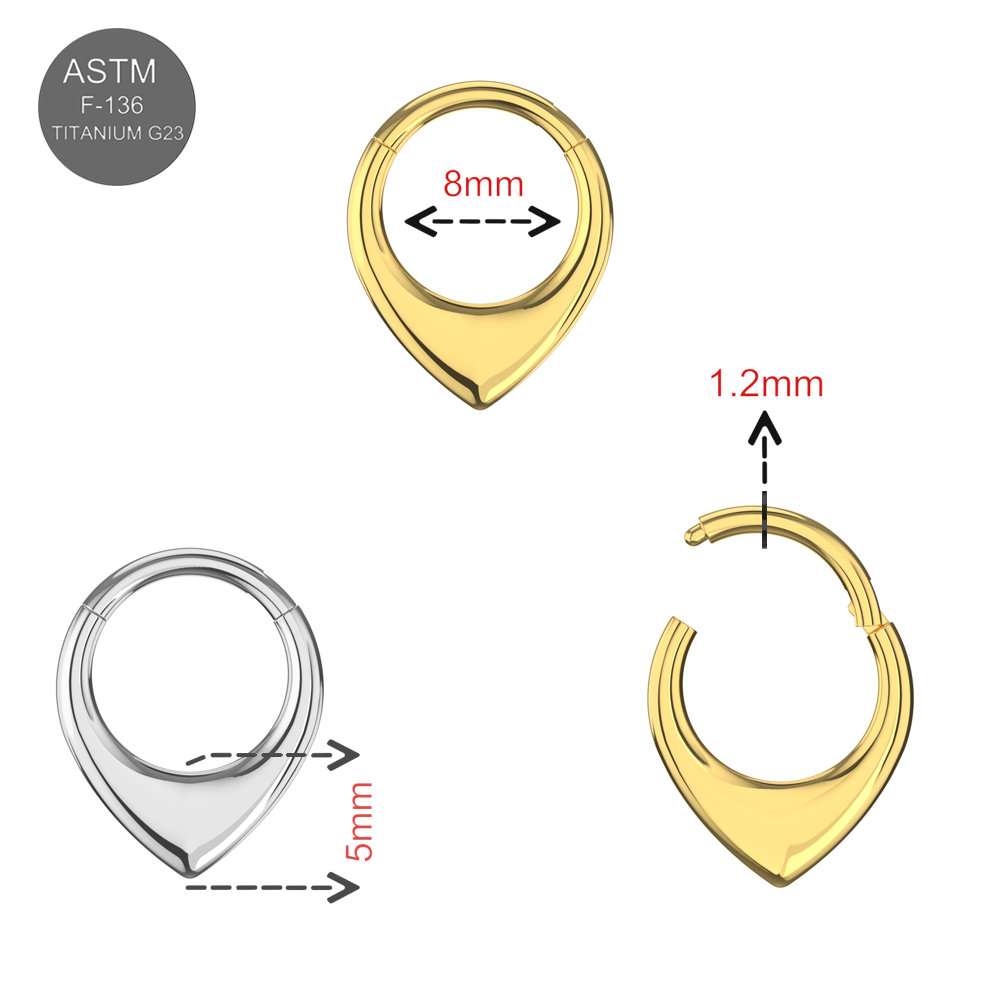 G23 Grade Titanium Teardrop Flat Hinged Segment Clicker Ring - Monster Piercing