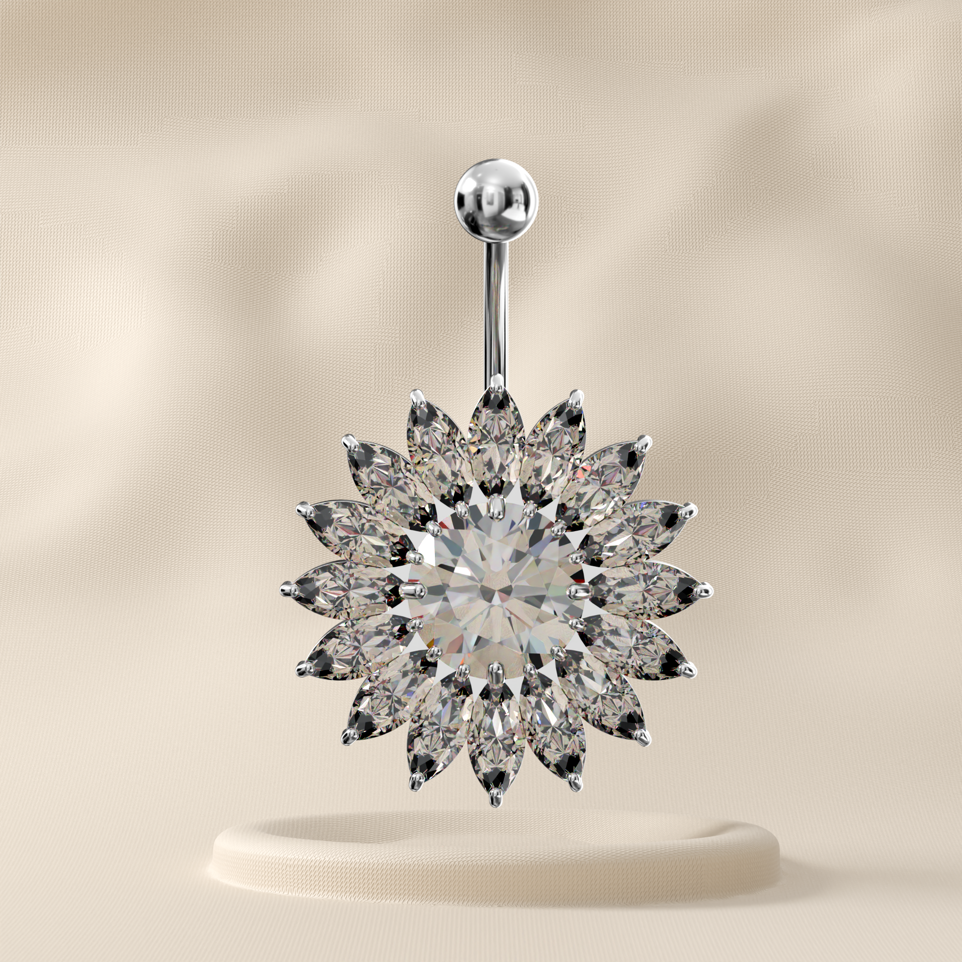 Nigella - Sterling Silver Jewelled Belly Ring