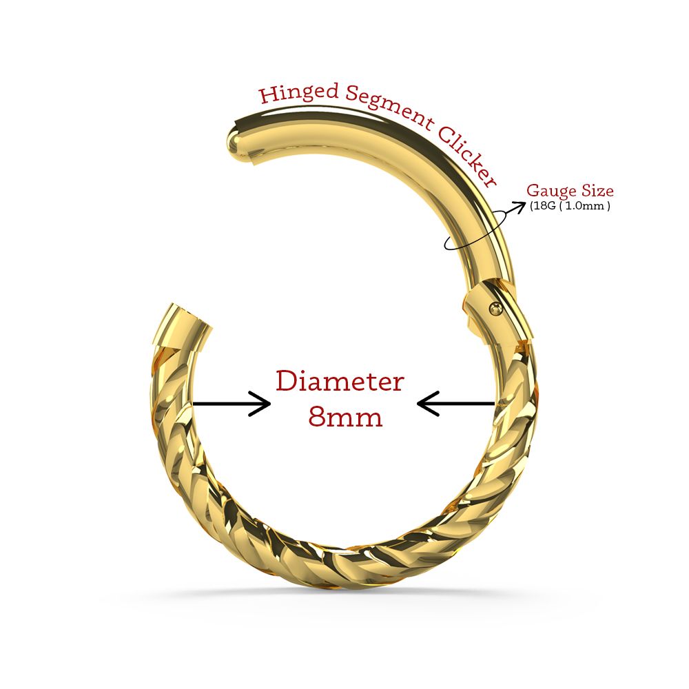 9K Gold Twisted Hinged Segment Clicker Ring - Monster Piercing