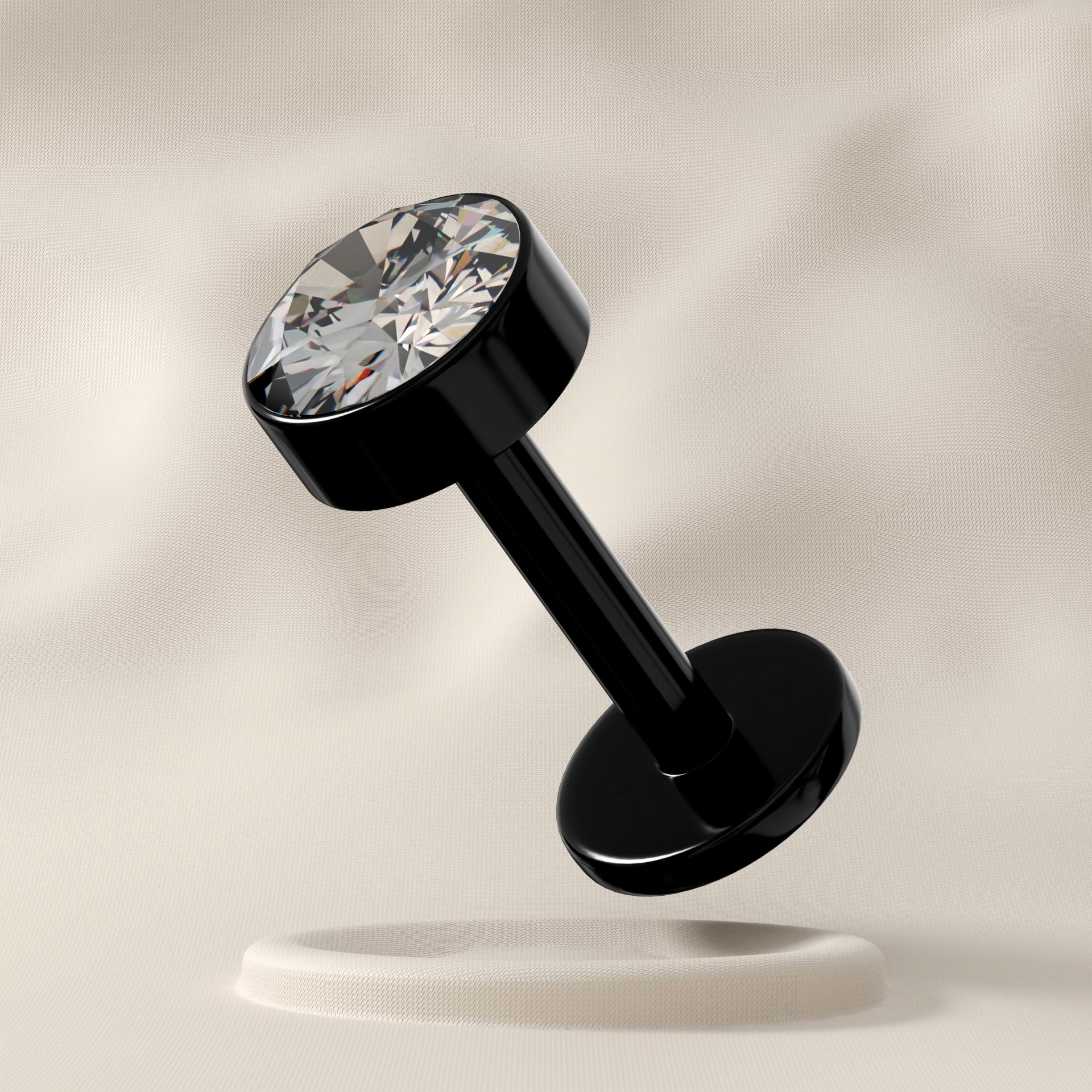 Terra (Black) - Titanium Single Jewelled Stud