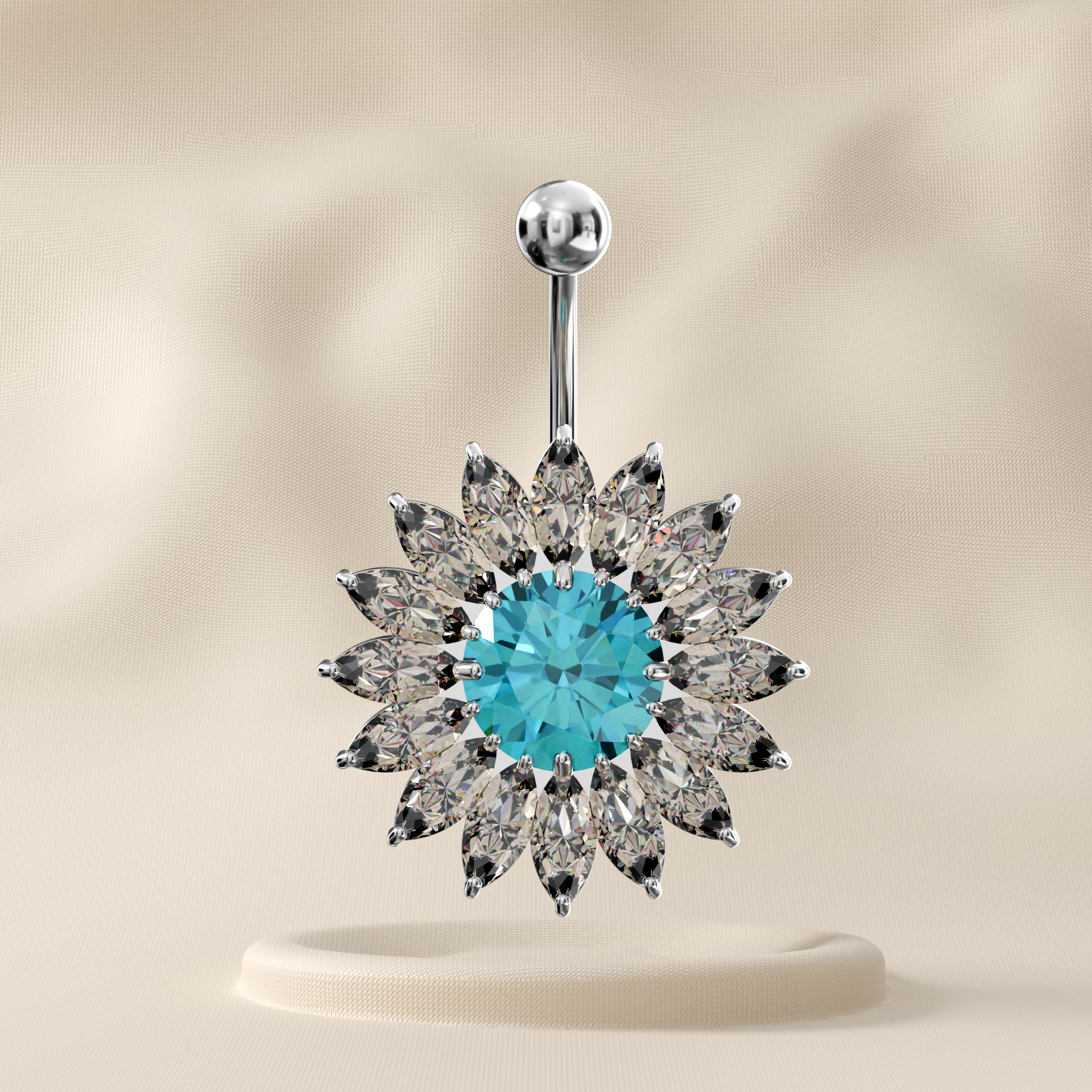 Nigella - Sterling Silver Jewelled Belly Ring