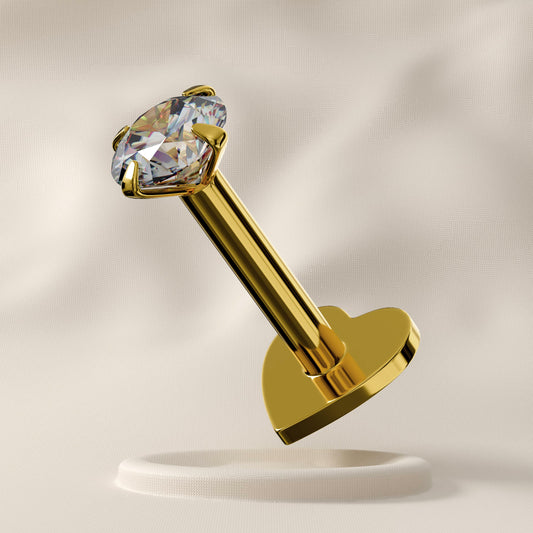 Calla (Heart Base) - Sterling Silver Jewelled Stud
