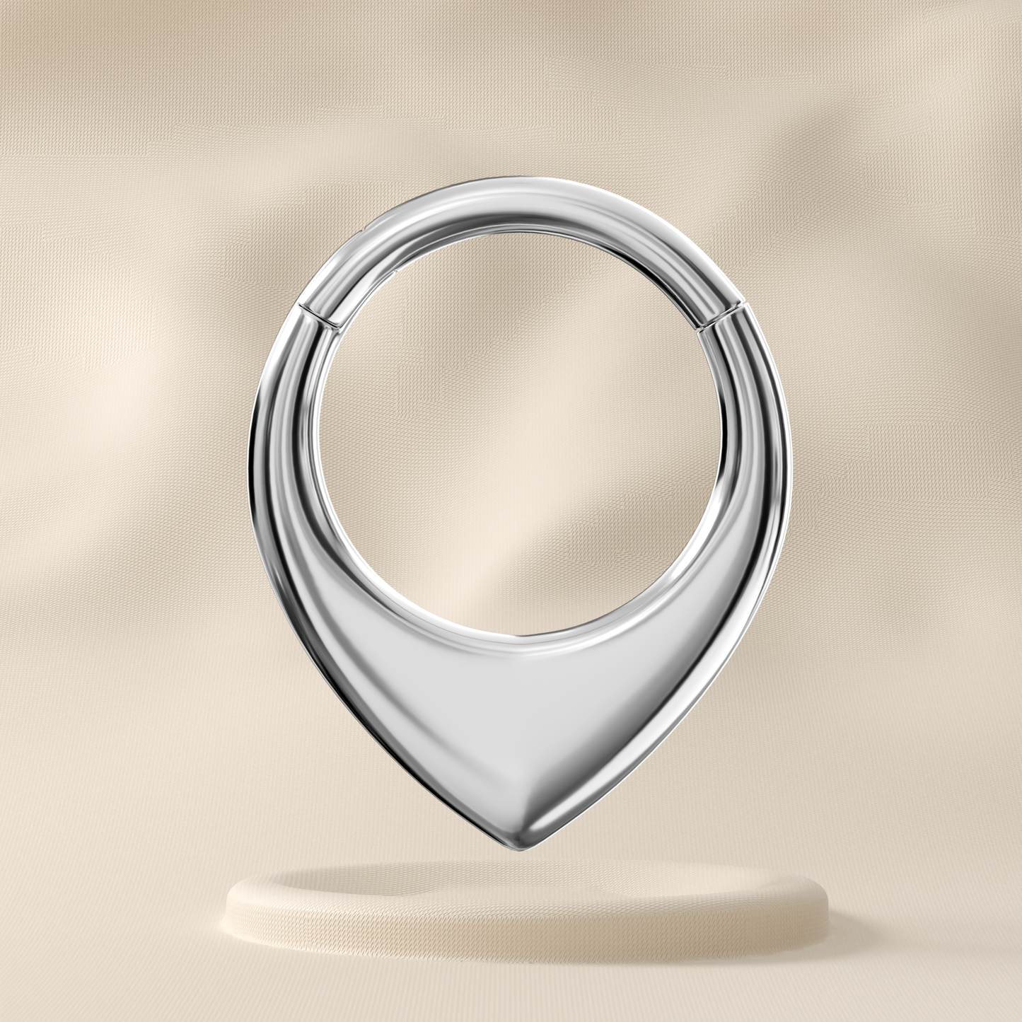 Peony - Titanium Flat Teardrop Hoop