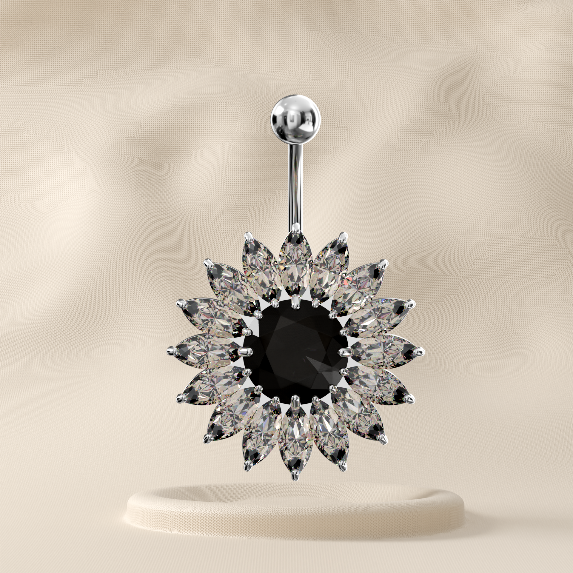 Nigella - Sterling Silver Jewelled Belly Ring
