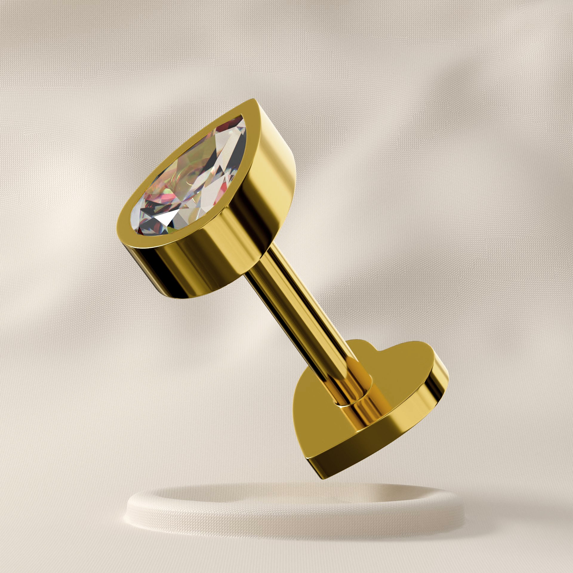 Dew - 14K Gold Teardrop Jewelled Stud