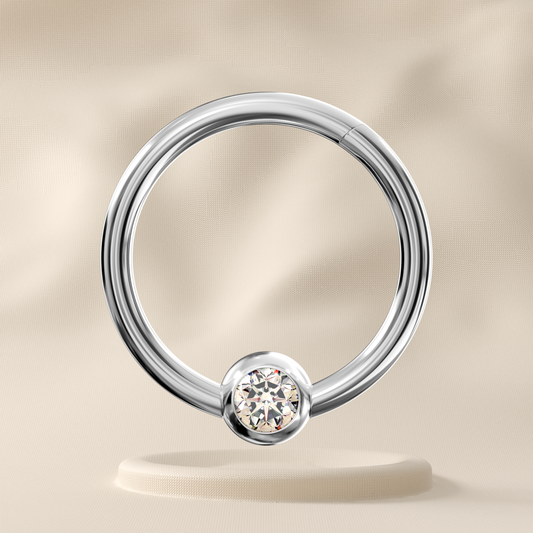 Stella - Titanium Single Jewelled Hoop