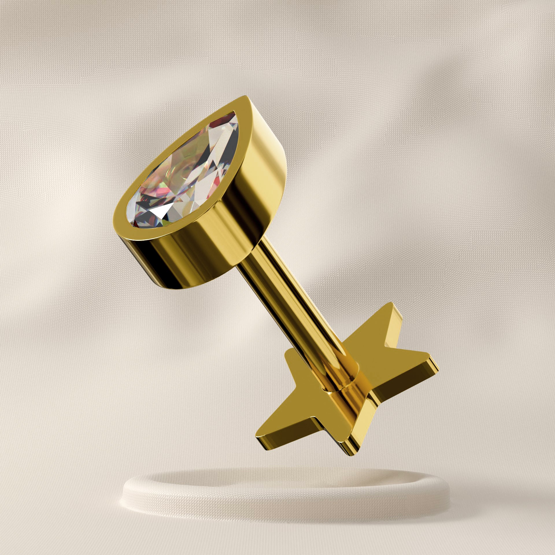 Dew - 14K Gold Teardrop Jewelled Stud