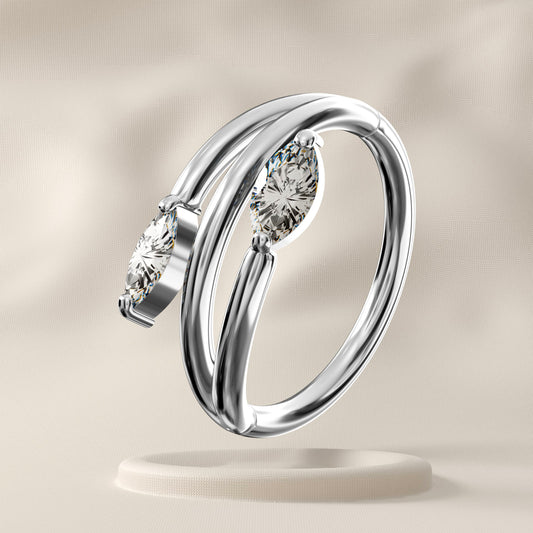 Pixie - Surgical Steel Twin Marquise Hoop
