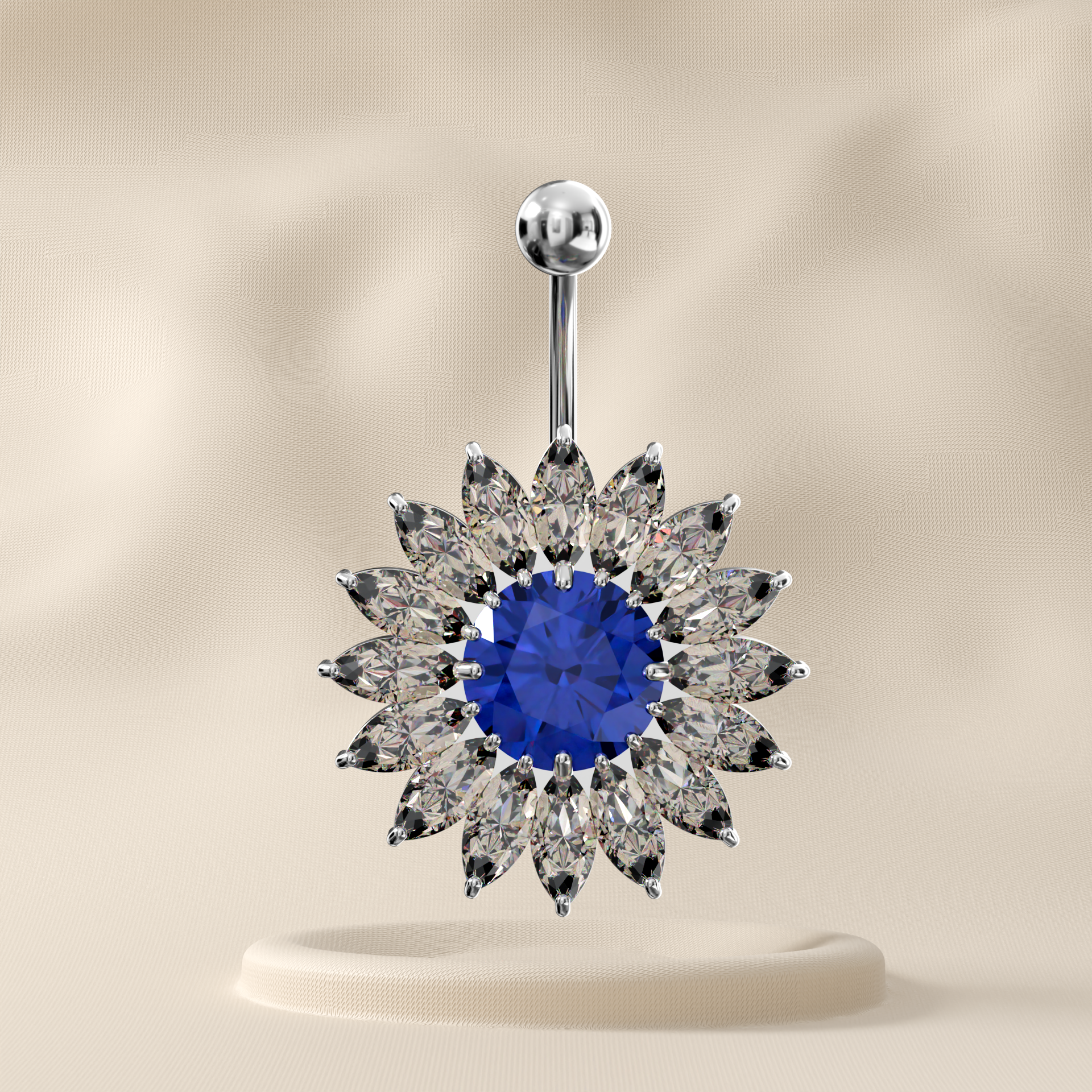 Nigella - Sterling Silver Jewelled Belly Ring