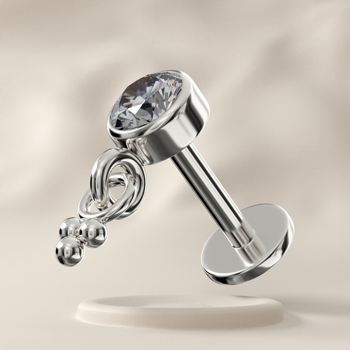 Mallow - Titanium Dangling Jewelled Stud