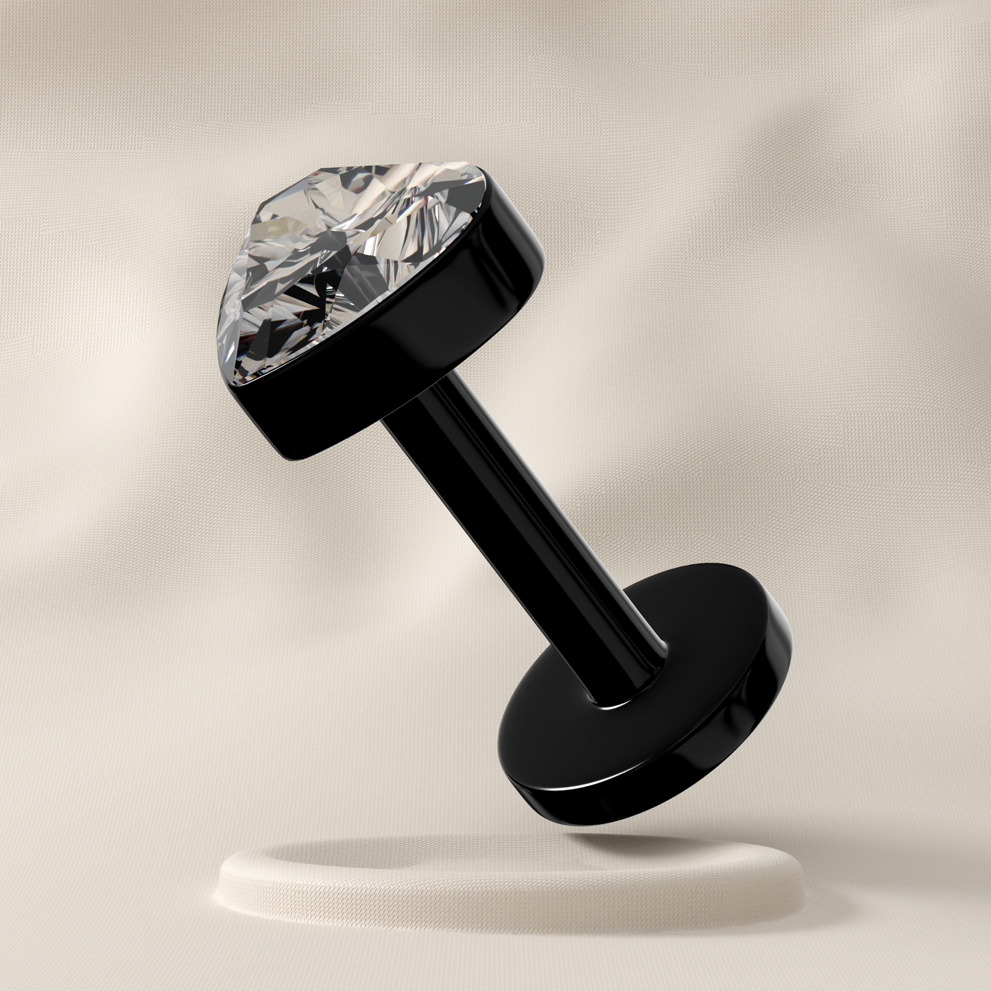 Dahlia - Titanium Heart Jewelled Stud