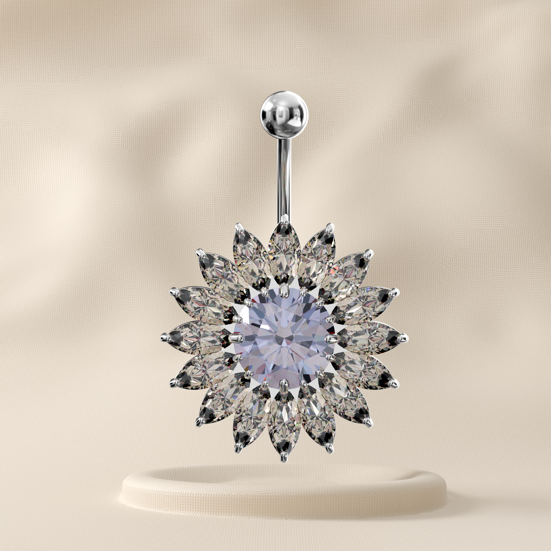 Nigella - Sterling Silver Jewelled Belly Ring