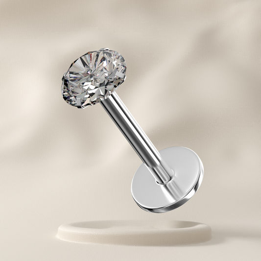 Calla (Round Base) - Sterling Silver Jewelled Stud