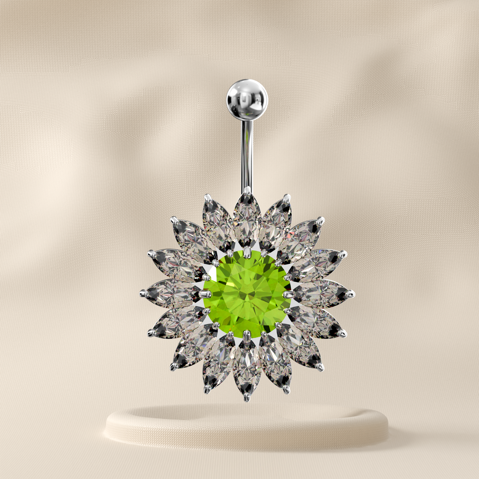 Nigella - Sterling Silver Jewelled Belly Ring