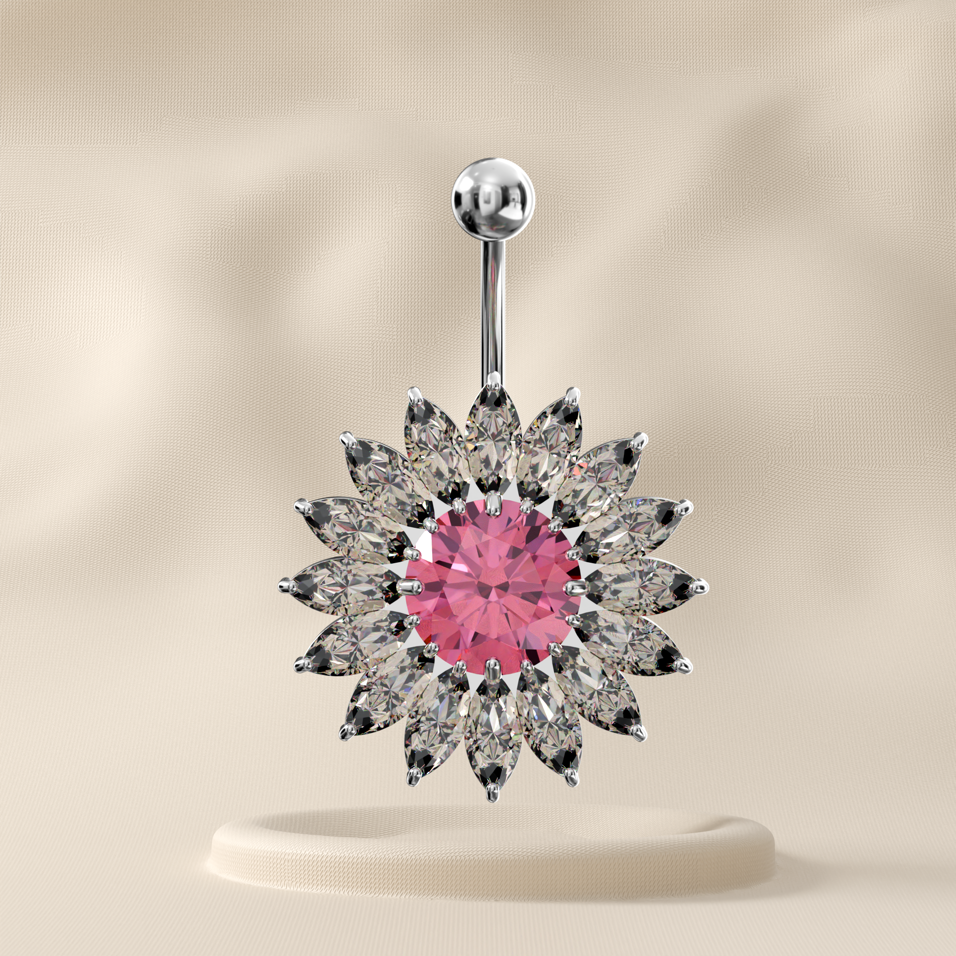 Nigella - Sterling Silver Jewelled Belly Ring