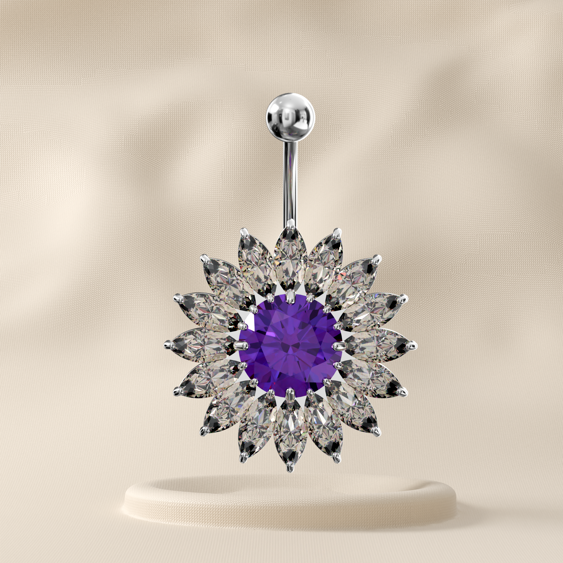 Nigella - Sterling Silver Jewelled Belly Ring