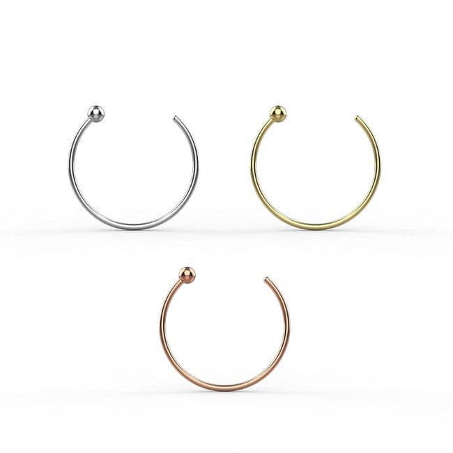 9K Gold with Ball-End Nose Ring - Monster Piercing