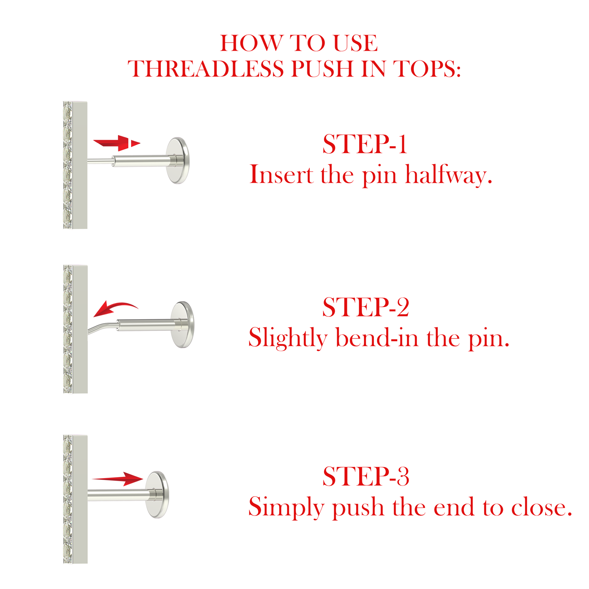 G23 Titanium Thread-less Push-Fit Labret With Round CZ Top - Monster Piercing