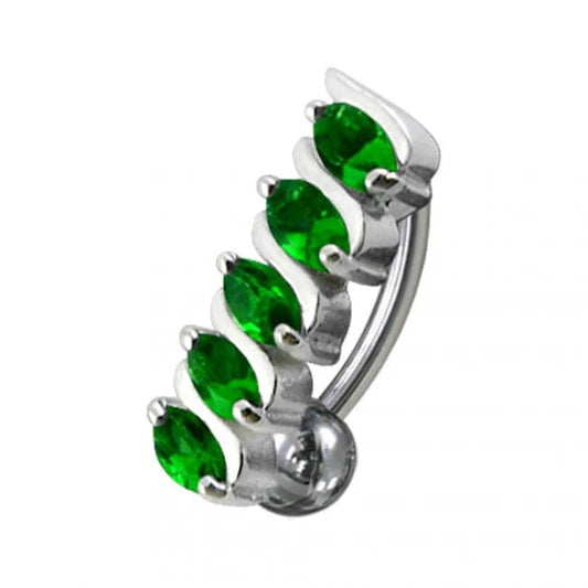 14 Gauge Fancy Jewelled Non-Moving Reverse Belly Ring